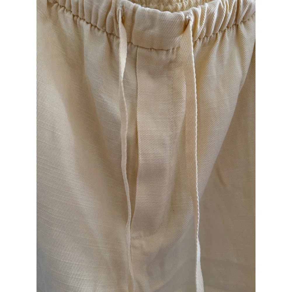 Zara Women XXL Yellow Linen Blend Elastic Waist Drawstring Relaxed Pants NWT